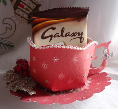 Cup And Saucer Red Snowflake Design Print N Cut File