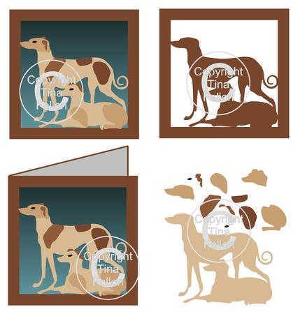 Greyhound Whippet Card Template And Bonus Topper