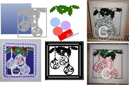 Christmas Baubles Card Template With Extra Layering