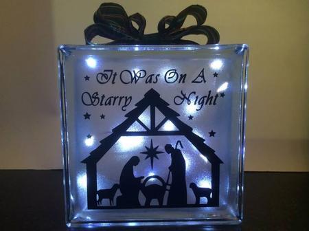 Nativity Glass Block Tile Design 6x6 Inches