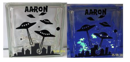 Alien Invasion Design For Vinyl On Glass Blocks
