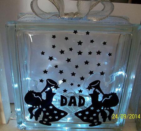 Christmas Angels Glass Block Tile Design 6x6 Inches