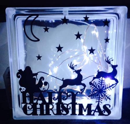 Happy Christmas Santa And Glass Block Tile Design 6x6 Inches
