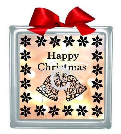Christmas Bells Glass Block Tile Design 6x6 Inches