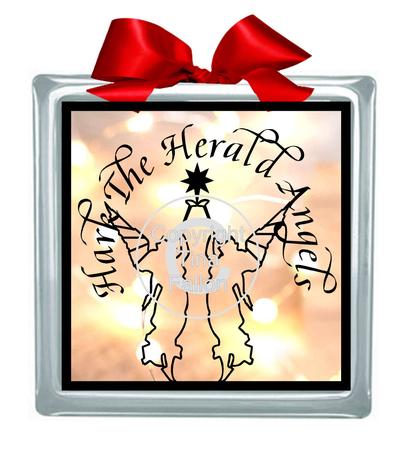 Hark The Herald Angels Glass Block Tile Design 6x6 Inches