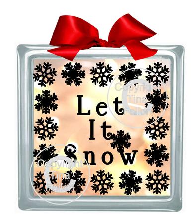 Let It Snow Glass Block Tile Design 6x6 Inches