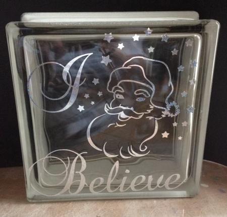 Santa I / We Believe Glass Block Tile Design 6x6 Inches