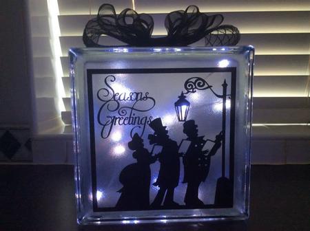 Seasons Greetings Carol Singers Design For Vinyl On Glass Blocks