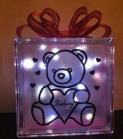 Bear To Personalise Glass Block Tile Design 6x6 Inches