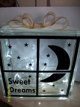 Moon Thru Window Glass Block Tile Design 6x6 Inches