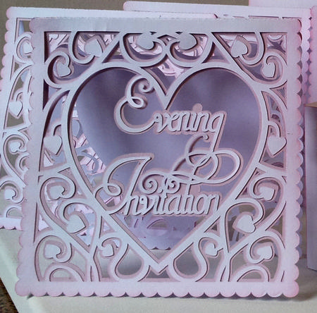 Heart Swirls Evening Wedding Invitation Card Template now in multi digital cutting formats