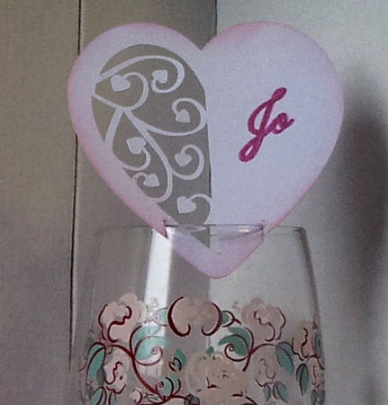 Heart Swirls Wine Glass Placename Card now in multi cutting formats