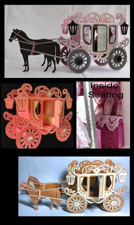 Princess Carriage With Optional Horses And Boxes 3D Model