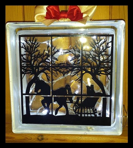 Winter Sleigh Ride Through Window Forest For Glass Blocks Vinyl