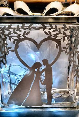 Wedding Bride And Groom Under Tree Cards Glass Blocks Vin
