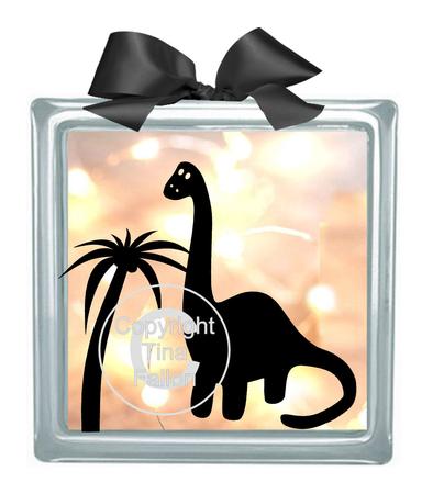 Dinosaur No 2 With Space To Personalise Glass Blocks Vinyl