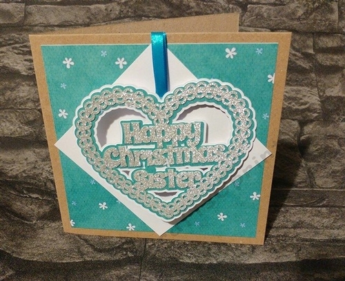 Christmas Heart Sister Card Topper / Hanging Ornament