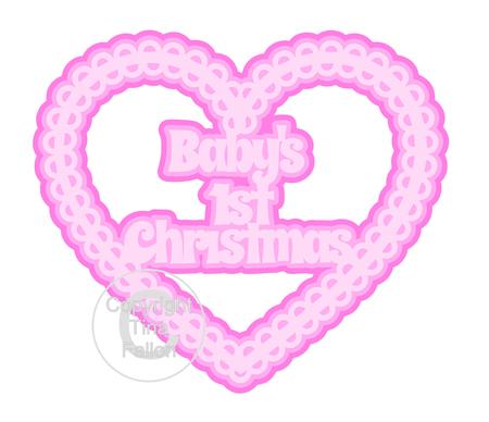 Christmas Heart Babys 1st Card Topper / Hanging Ornament