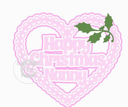 Christmas Heart Nanny Card Topper / Hanging Ornament