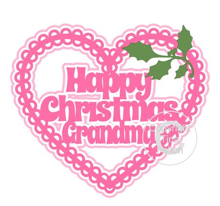 Christmas Heart Grandma Card Topper / Hanging Ornament