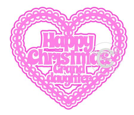 Christmas Heart Granddaughter Card Topper / Hanging Ornament