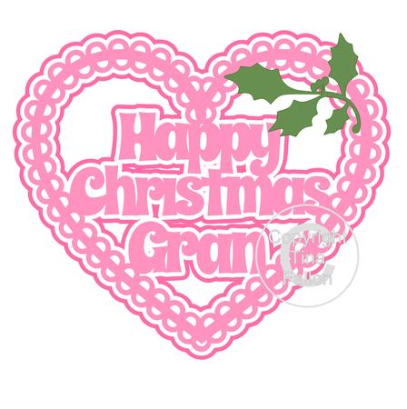 Christmas Heart Gran Card Topper / Hanging Ornament