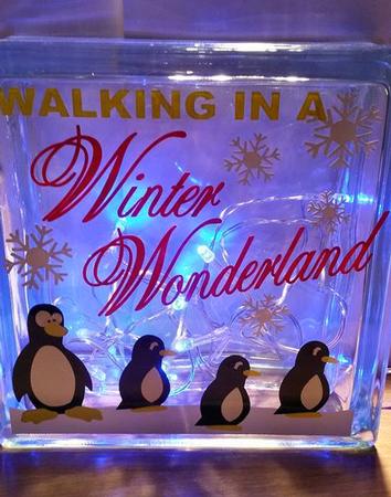 Walking In A Winter Wonderland Christmas Glass Block Tile De