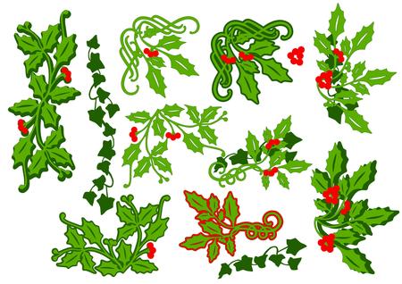 Holly And Ivy Stems Selection Layered Borders And Corners