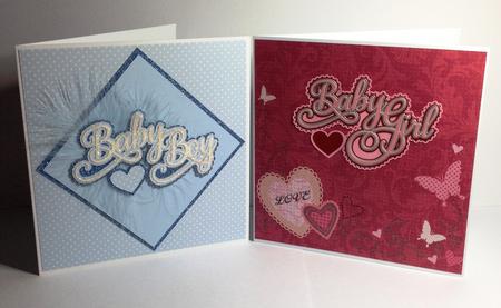 Baby Girl And Baby Boy + Heart Decorative Card Toppers 4 Lay