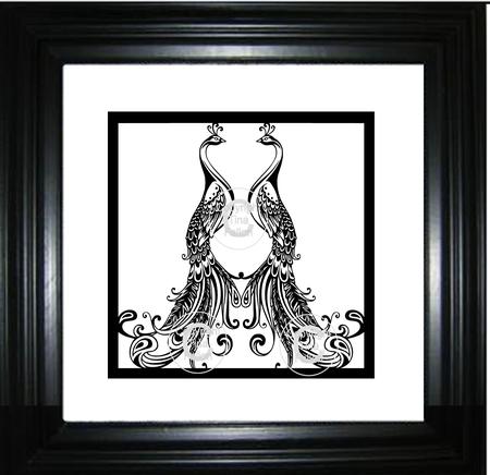 Peacock Duo For Square Frame - May Be Personalised With Name