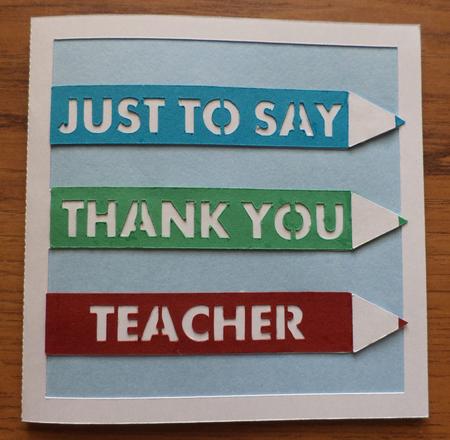Thank You Teacher Layered Card Template With Pencils