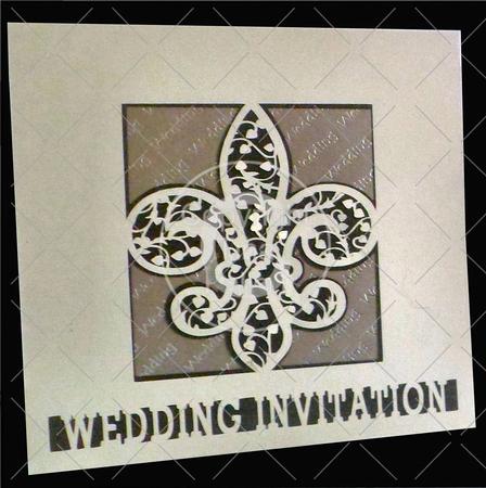 Fleur De Lis Filigree Wedding Invitation Card Front