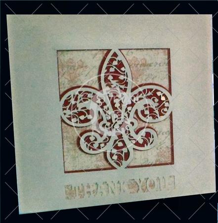 Fleur De Lis Filigree Wedding Thank You Card Front