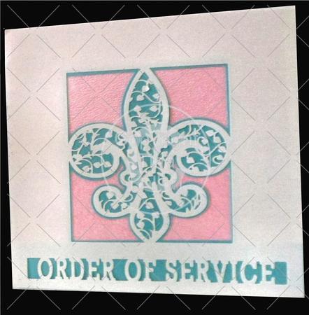 Fleur De Lis Filigree Wedding Order Of Service Card Front