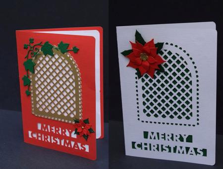 Christmas Card Template - With Trellis Cut Out And Layering - multi cutting formats