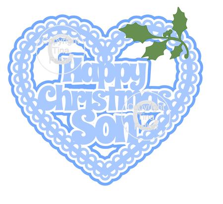 Christmas Heart Son Card Topper / Hanging Ornament
