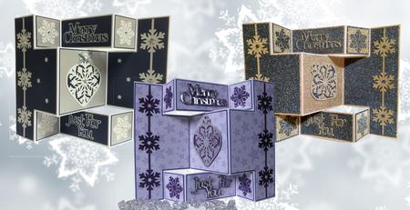 Frozen Snowflake Tri Shutter Fold Card With Layering Snowfl