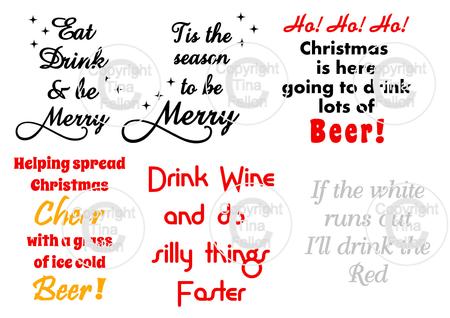 Christmas Drinks - Ideal For Vinyl Application On Wine / Bee