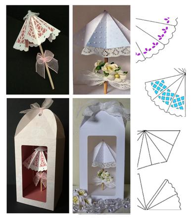 Parasol Set With Box - 5 Different Parasol Designs Included