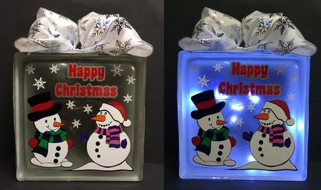 Snowmen Snowwoman - Layered Vinyl File For Glass Blocks Ch