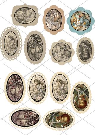 Alice In Wonderland - 13 Assorted Toppers (with Decorative E