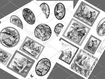 Alice In Wonderland - 21 Assorted Toppers (grey Scale) - Stu