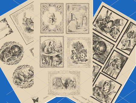 Alice In Wonderland - 70 Assorted Toppers (aged Effect ) - S