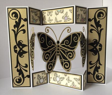 Shutter Card Tri Fold Butterfly Themed