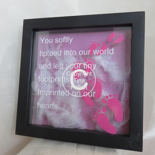 Footprints on our heart - baby memory, bereavement, angel wings, angel baby.