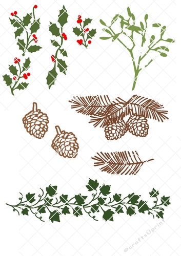 Festive Foilage for Christmas, Holly Mistletoe Pine Cone,  Pine Bough and Ivy