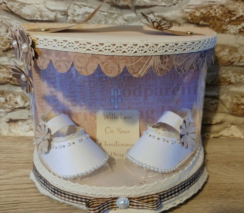 Baby Shoes in a curved front box and choice of backing paper inc Christening