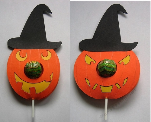 SET of 2  Halloween Pumpkin Chupa Chups Lolly holder