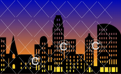 Cityscape City Skyline, Night Sky  for card and vinyl 