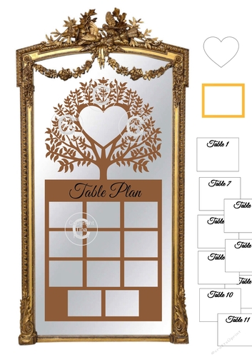 Ex Large Wedding Table Planner for 11 tables - place names